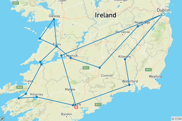 Carte du circuit Introduction à l'Irlande