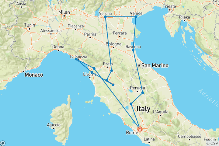 Carte du circuit Trésors italiens