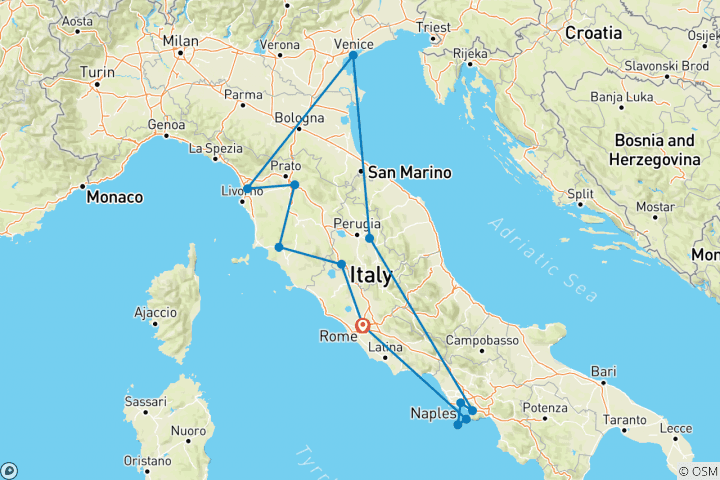 Carte du circuit Le meilleur de l'Italie