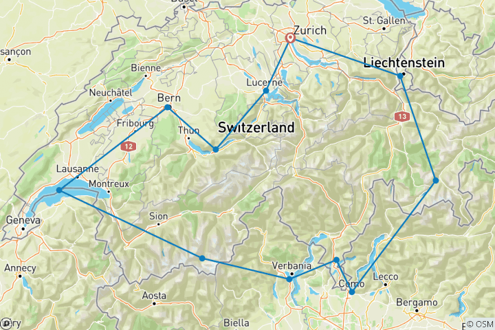 Map of The Best of Switzerland