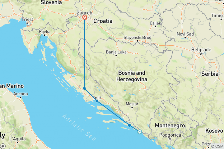 Mapa de Lo más destacado de Croacia