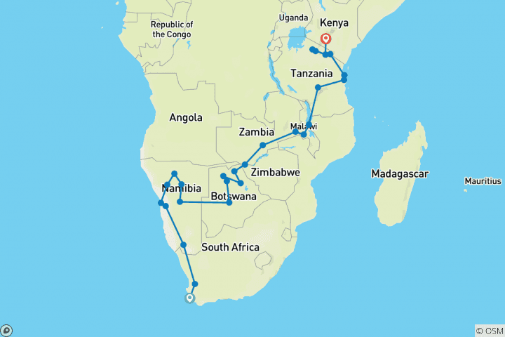 Map of Cape Town to the Serengeti: Deserts & Wilderness