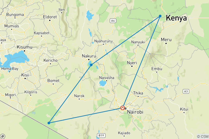 Mapa de Safari de campamento en Kenia