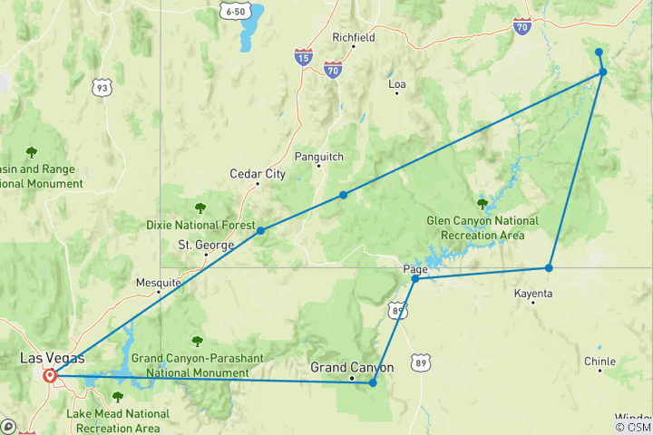 Carte du circuit L'enchantement des Canyonlands