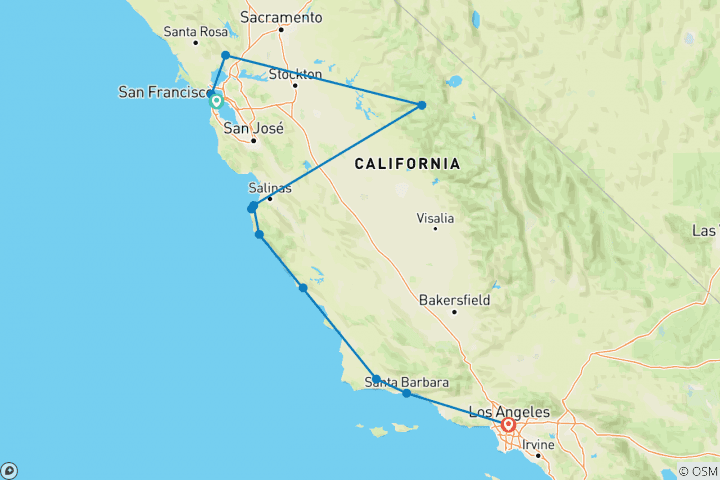 Carte du circuit Les classiques de la Californie