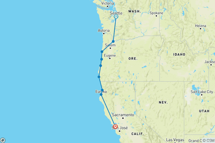 Map of Pacific Coast Adventure