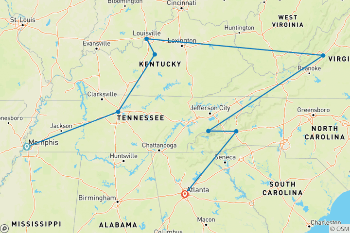 Map of Bourbon, Bridles & Bluegrass