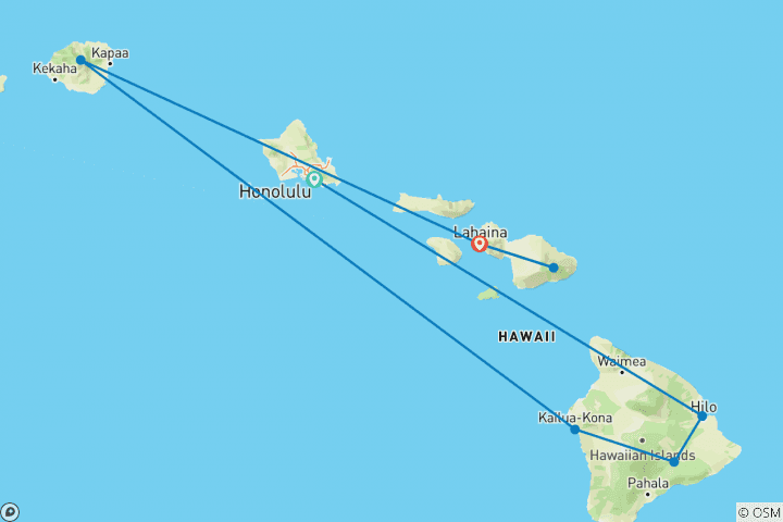 Carte du circuit Grandes vacances à Hawaï