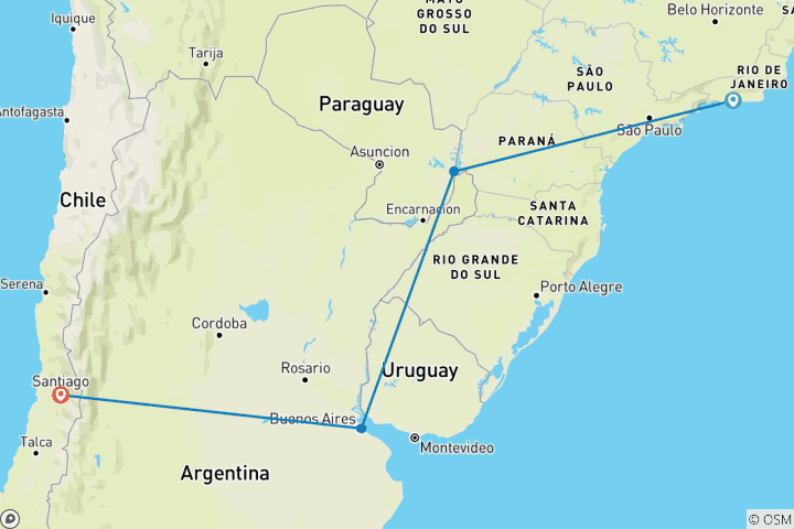 Carte du circuit Escapade en Amérique du Sud avec Santiago