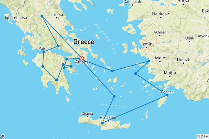 Carte du circuit Croisière en Grèce et dans les îles de la mer Égée