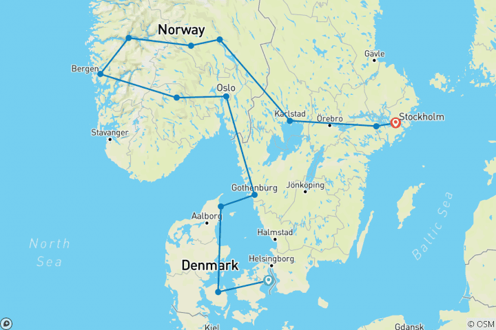 Carte du circuit Focus sur la Scandinavie