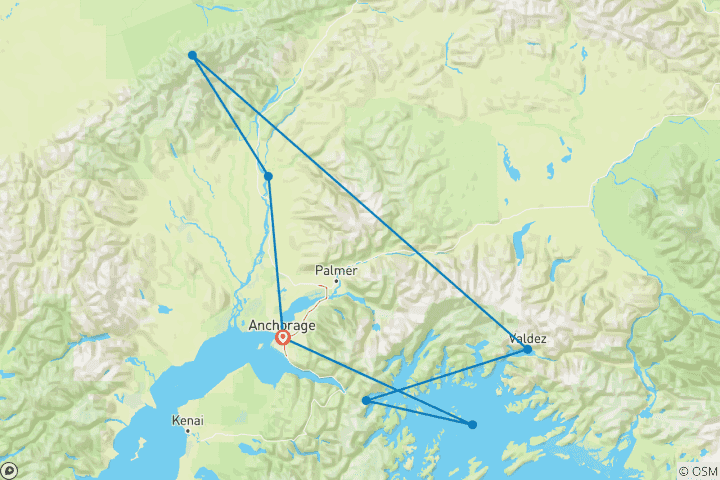 Carte du circuit Grande aventure en Alaska