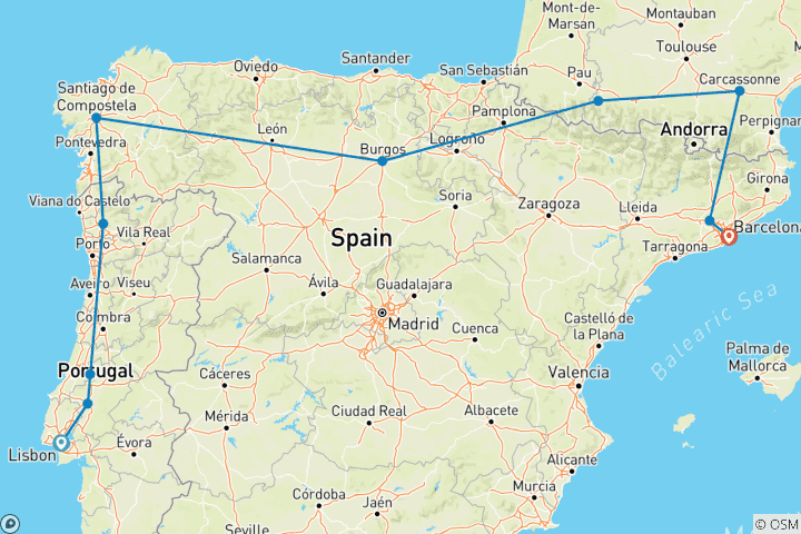 Carte du circuit Fatima, Lourdes et les sanctuaires d'Espagne (2024)