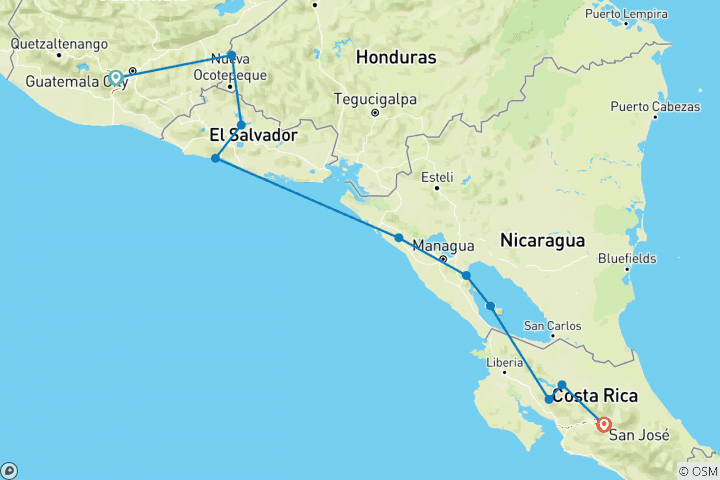 Mapa de Ruta del volcán: olas y costumbres locales