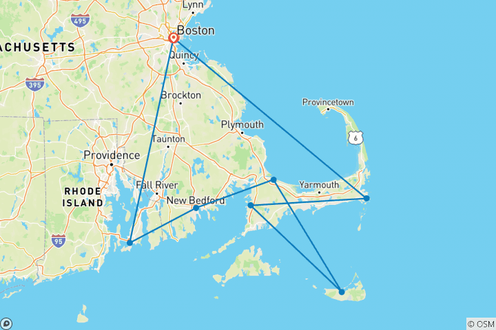 Map of Boston Cape Cod And The Islands (8 destinations)