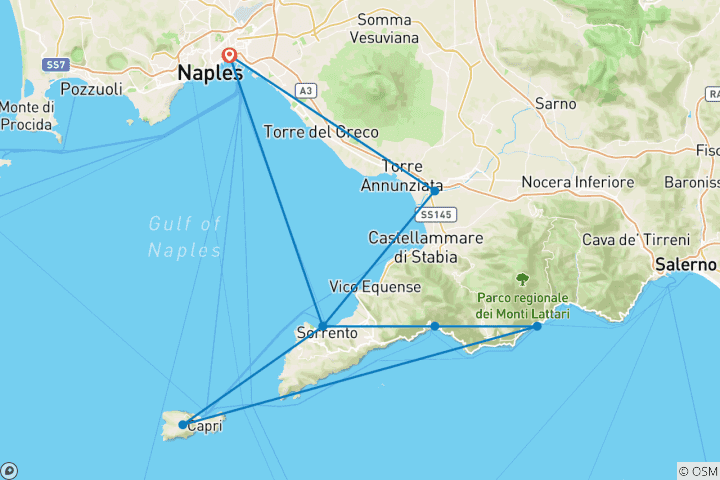 Mapa de Experiencia en la Costa Amalfitana para 18-39