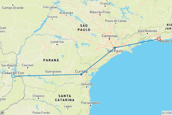 Map of Way to Rio - 10 days