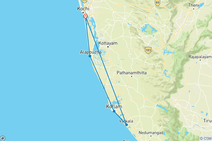 Carte du circuit Kerala - Ashrams et backwaters