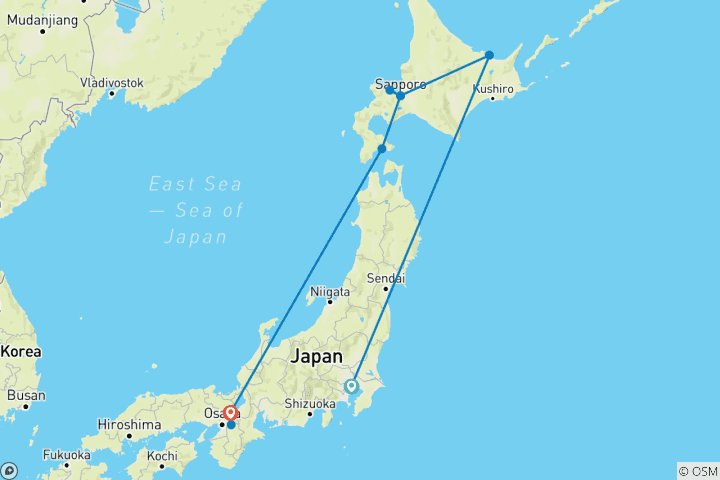 Kaart van Japan Sapporo Sneeuwfestival