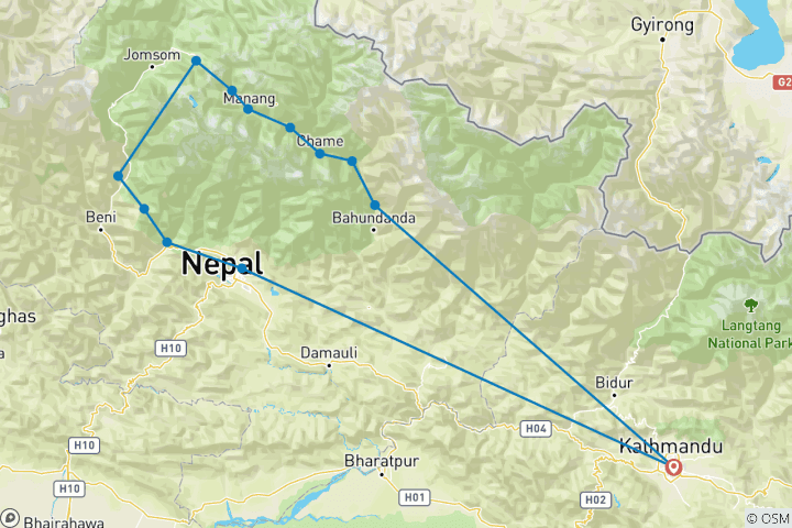 Map of Annapurna Circuit Trek