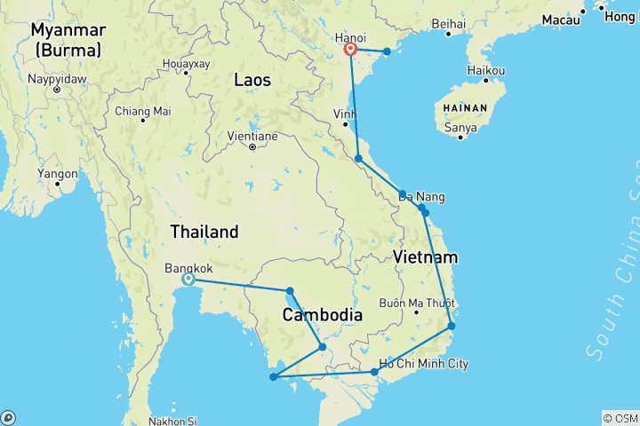 Carte du circuit Du Cambodge au Vietnam : Marchés de nuit et fabrication de nouilles