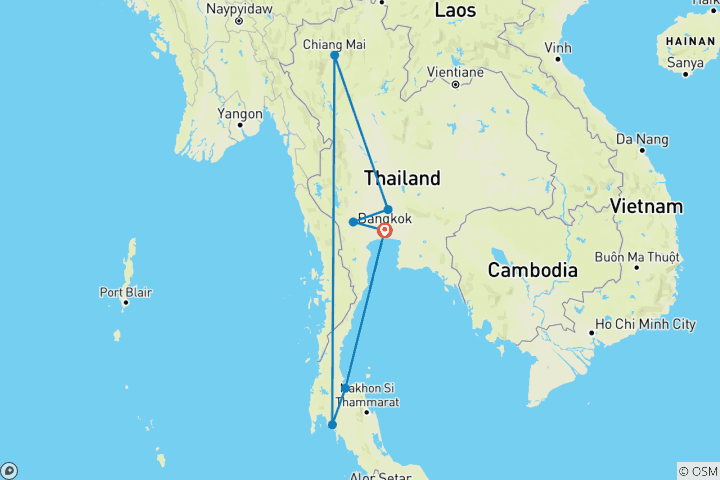 Carte du circuit Thaïlande : Trek, vélo et kayak