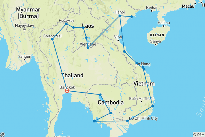 Carte du circuit Découverte de l'Asie du Sud- Est : Bords de mer et cuisine de rue