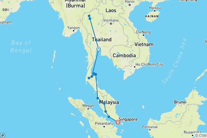 Map of Southeast Asia: Hilltribes & Street Food