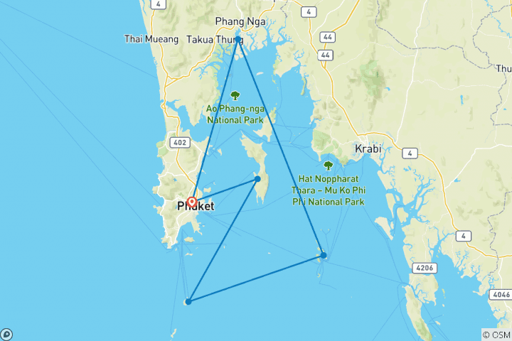 Carte du circuit Naviguer la Thaïlande - De Phuket à Phuket