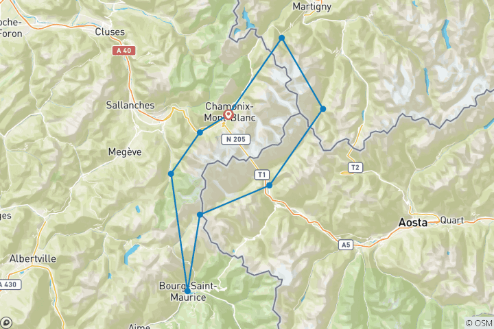 Map of Trekking Mont Blanc