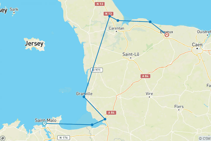 Carte du circuit De la Bretagne à la Normandie