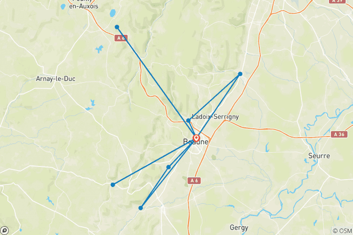 Carte du circuit Tour de Beaune en étoile