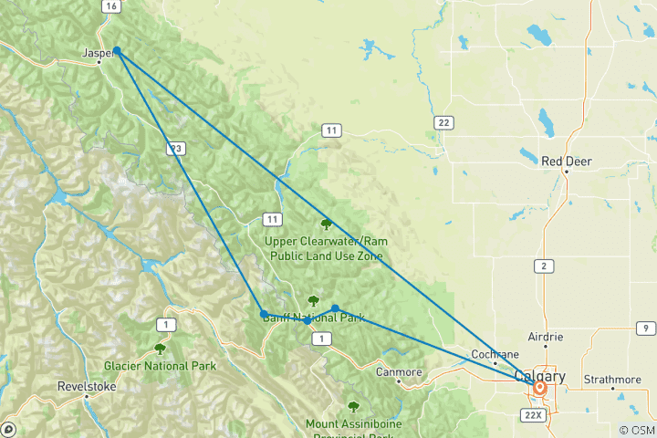 Carte du circuit Le meilleur de Banff et Jasper, Campingtour