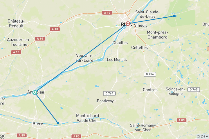 Carte du circuit Châteaux de la Loire - d'Amboise à Blois