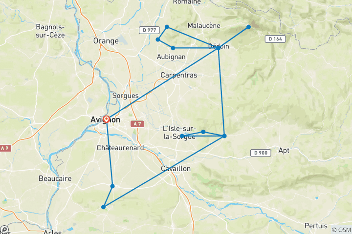 Map of Mont Ventoux to Luberon