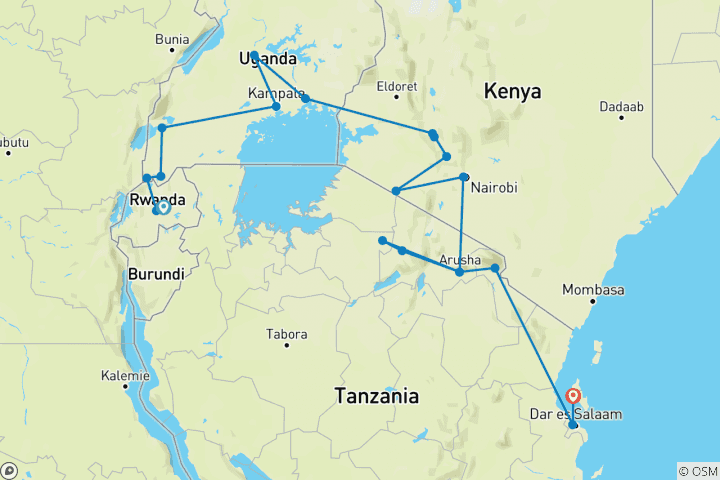 Map of Gorillas to Zanzibar