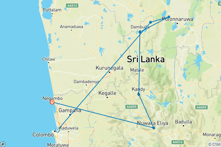 Mapa de Lo mejor de Sri Lanka