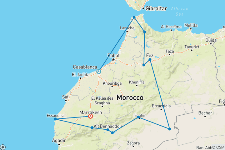 Carte du circuit Les points forts du Maroc