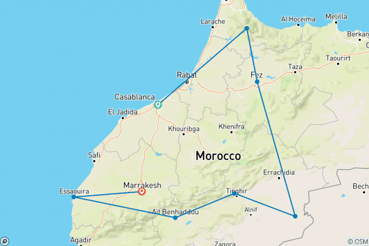 Mapa de Lo más destacado de Marruecos