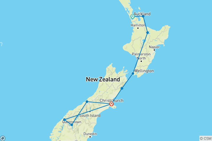 Map of Highlights of New Zealand