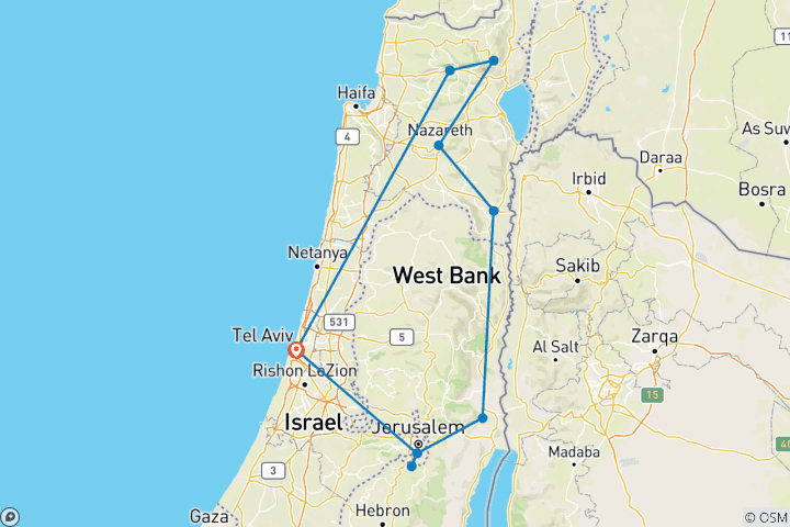 Map of Biblical Lands - 8 days