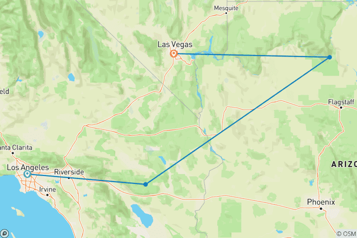 Map of LA to Vegas Adventure (from Santa Monica to Las Vegas)