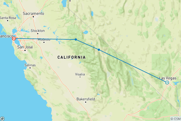 Carte du circuit De Vegas à San Fran