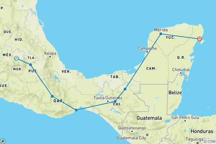 Mapa de Lo mejor de México (incluido San Cristobel de Las Casas)