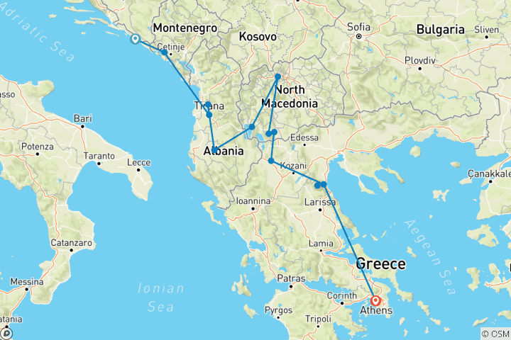 Map of Dubrovnik to Athens