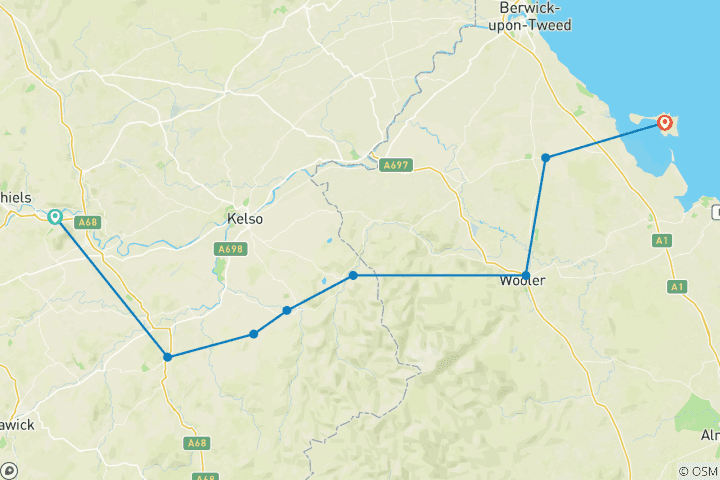 Carte du circuit Chemin de St Cuthbert - 8 jours