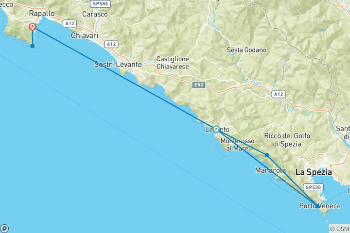 Kaart van Cinque Terre: Wandelen, fietsen & kajakken