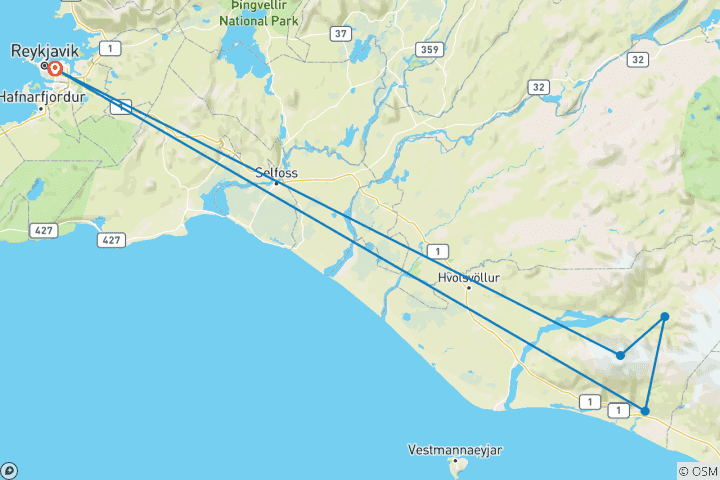 Map of Iceland's Laugavegur Trek