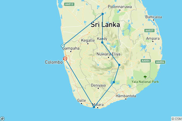 Map of Sri Lanka Family Holiday