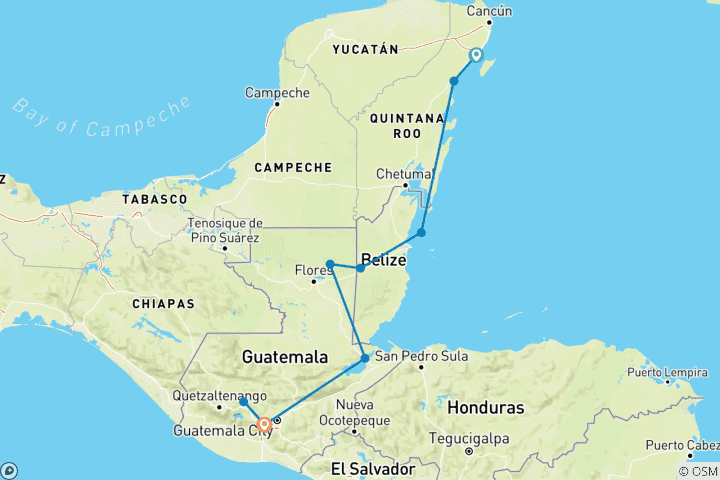 Carte du circuit L'Amérique centrale réelle